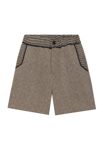 Komodo Men's Grey Joey - Hand Loomed Cotton Patchwork Shorts In Gray