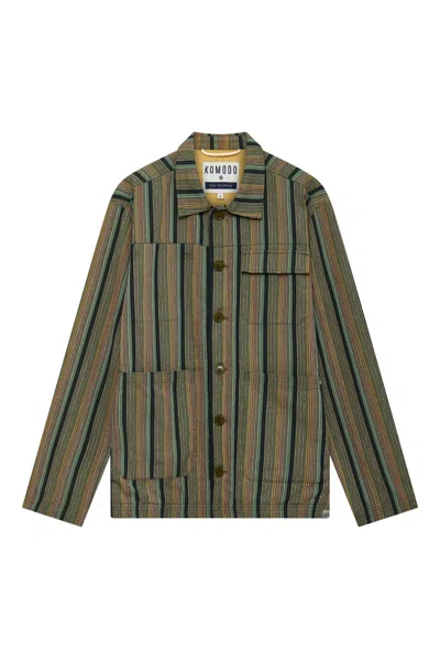 Komodo Men's Landon - Organic Cotton Jacket Green Stripe