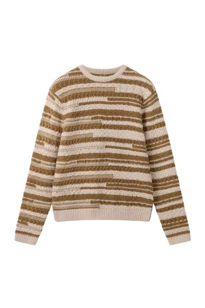 Komodo Men's Neutrals Leo Lambswool Jumper - Sand & Chestnut In Brown