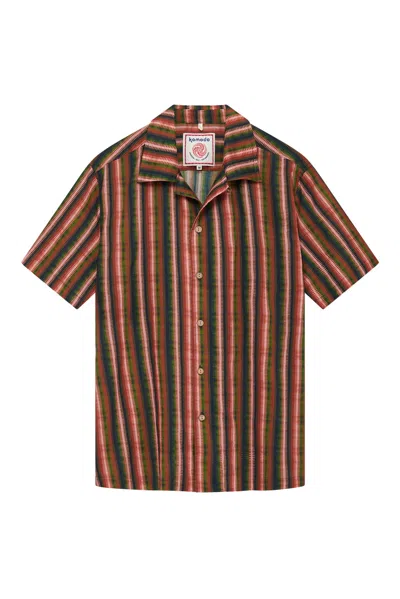 Komodo Men's Spindrift - Organic Cotton Shirt Weave Stripe Green