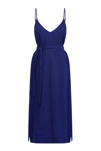 Komodo Women's Blue Iman Tencel Linen Slip Dress - True Navy
