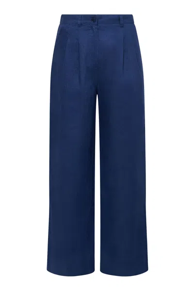 Komodo Women's Blue Lion - Linen Trousers Navy