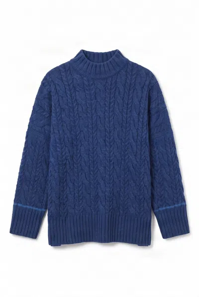 Komodo Women's Blue Vita Lambswool Jumper - Navy & Cobalt