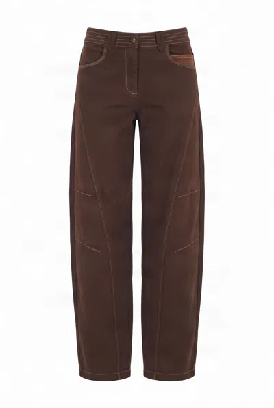 Komodo Women's Brown Amelia Organic Cotton Barel Leg Trouser - Chocolate
