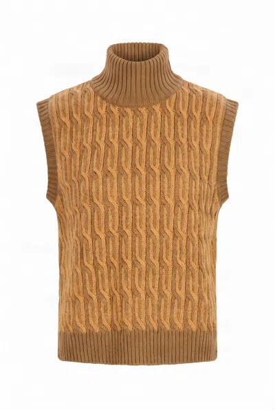 Komodo Women's Brown Casey Lambswool Vest - Camel In Blue