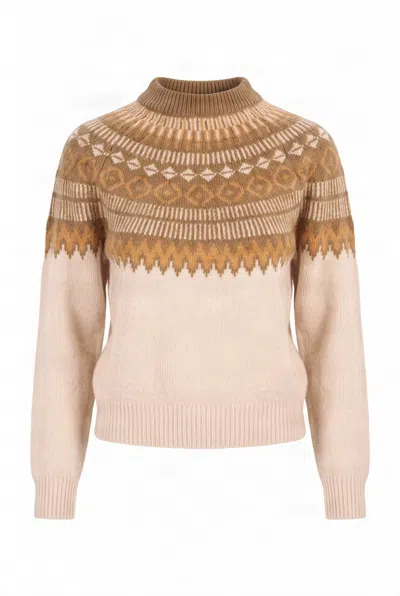 Komodo Women's Brown Fair Isle Lambswool Jumper - Sand