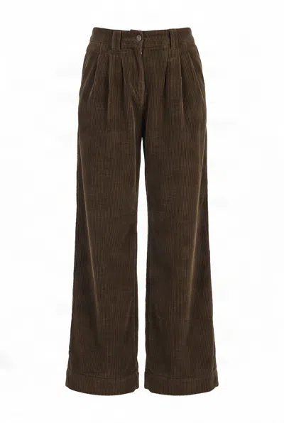 Komodo Women's Brown Lola Organic Cotton Corduroy Trousers - Khaki