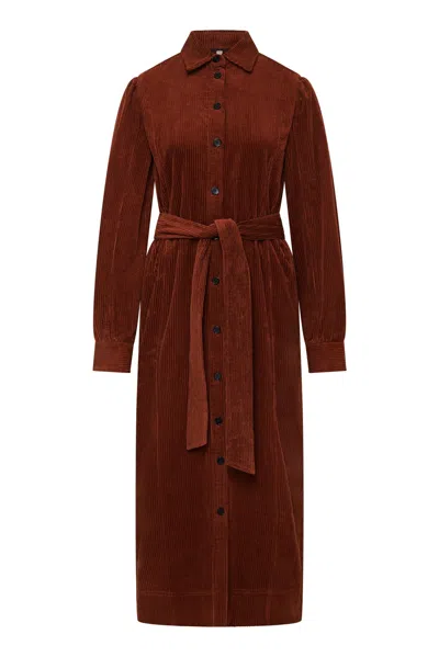 Komodo Women's Brown Reina - Organic Cotton Cord Dress Chestnut