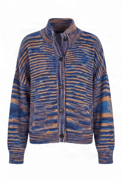 Komodo Women's Clara Lambswool Cardi - Blue Space Dye