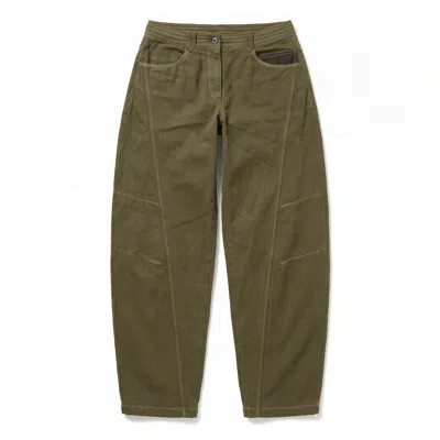 Komodo Women's Green Amelia Organic Cotton Barel Leg Trouser - Khaki