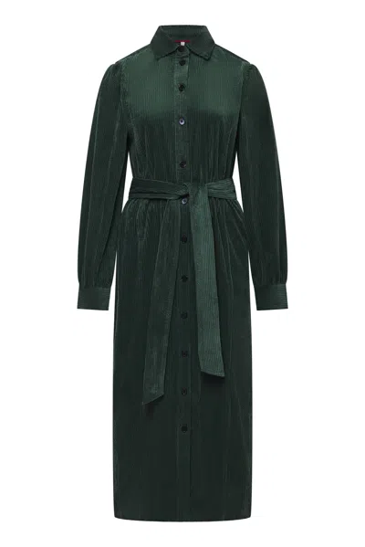 Komodo Women's Green Reina - Organic Cotton Cord Dress Soft Ivy