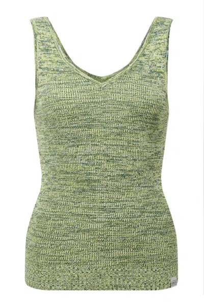 Komodo Women's Green Yana - Organic Cotton Vest Lime Space Dye