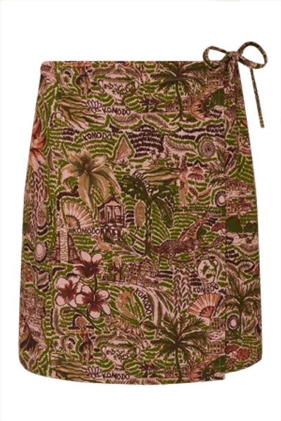Komodo Women's Pink / Purple Solstice - Organic Cotton Skirt Tropical Print Pink In Pink/purple
