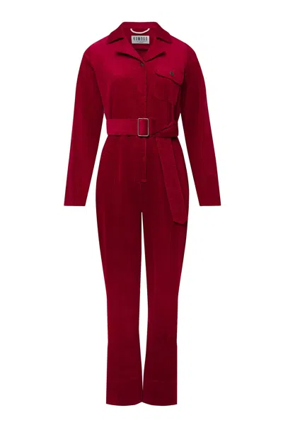 Komodo Women's Red Electra - Organic Cotton Needle Cord Jumpsuit Cherry
