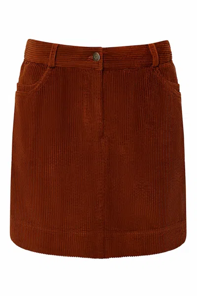 Komodo Women's Red Leoni - Organic Cotton Cord Miniskirt Chestnut