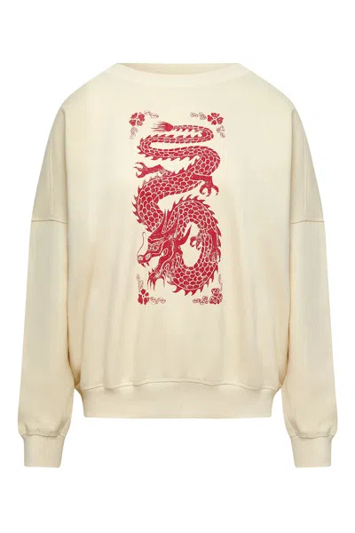 Komodo Women's White Dragon - Organic Cotton Print Sweatshirt