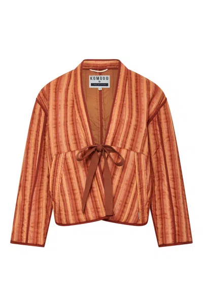 Komodo Women's Yellow / Orange Weave - Organic Cotton Jacket Pink Weave Stripe In Yellow/orange