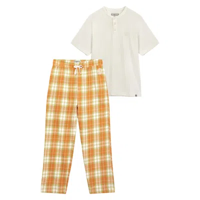 Komodo Yellow / Orange Jim Jam - Men's Gots Organic Cotton Pyjama Set In Multi