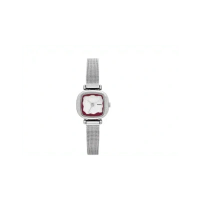 Komono Silver Maroon Moneypenny Wave Royale Watch In Metallic