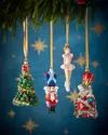 Komozja Ballerina, Nutcracker, Tree And Mouse King Christmas Ornaments, Set Of 4