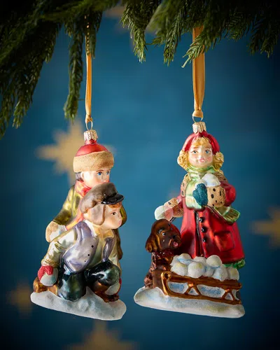 Komozja Children Playing In The Snow Christmas Ornaments, Set Of 3