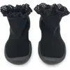 Komuello Babies'  Toddler Girl Sock Shoes Lace Trim In Black