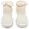 Komuello Babies'  Toddler Girl Sock Shoes Lace Trim In Off White