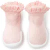 Komuello Toddler Girl Sock Shoes Lace Trim In Pink
