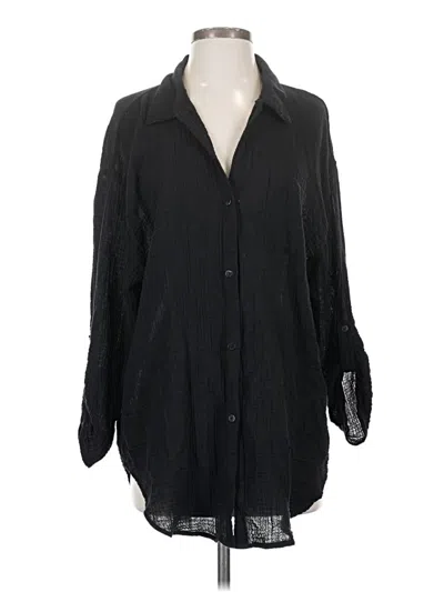 Pre-owned Kona Sol 3/4 Sleeve Button Down Shirt In Black