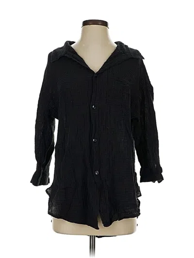 Pre-owned Kona Sol 3/4 Sleeve Button Down Shirt In Black