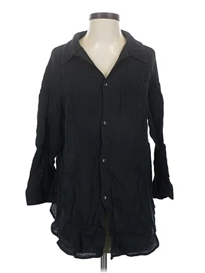 Pre-owned Kona Sol 3/4 Sleeve Button Down Shirt In Black