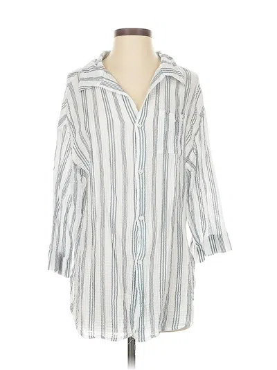 Pre-owned Kona Sol 3/4 Sleeve Button Down Shirt In White