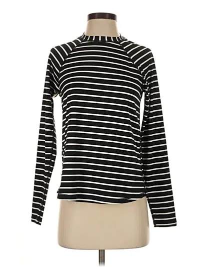 Pre-owned Kona Sol Long Sleeve Top Black Stripes Pattern Turtleneck Tops