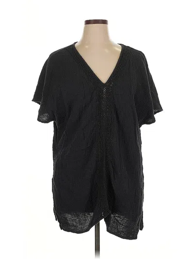 Pre-owned Kona Sol Short Sleeve Blouse In Black