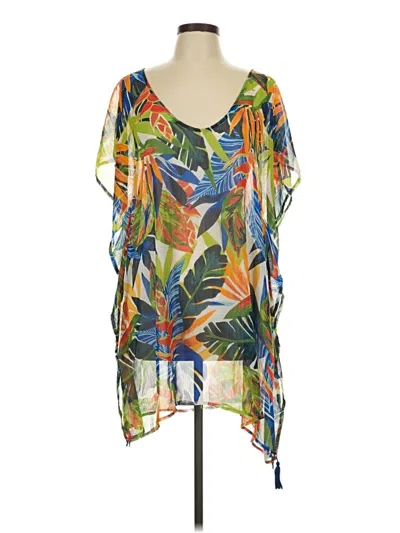 Pre-owned Kona Sol Short Sleeve Blouse In Green