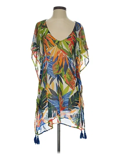 Pre-owned Kona Sol Short Sleeve Blouse In Green
