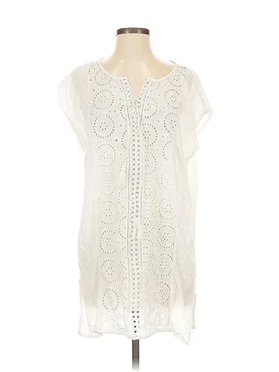 Pre-owned Kona Sol Short Sleeve Blouse In White