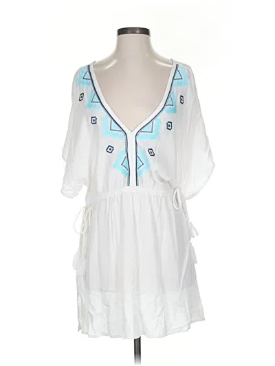Pre-owned Kona Sol Short Sleeve Blouse In White