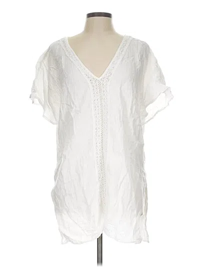 Pre-owned Kona Sol Short Sleeve Blouse In White