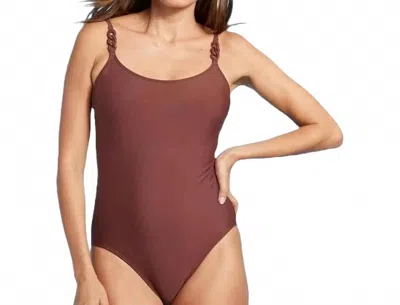 Kona Sol Solid Padded Bra One Piece Swim Suit In Chocolate Brown In Multi