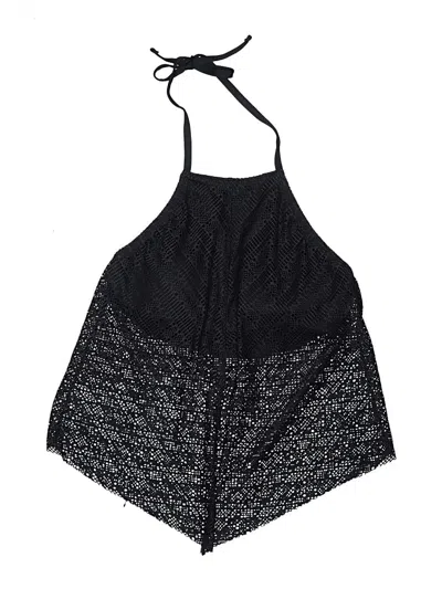 Pre-owned Kona Sol Swimsuit Top Black Chevron/herringbone Pattern Swimwear