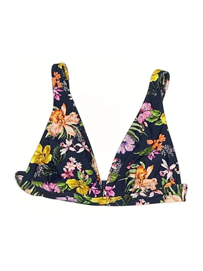 Pre-owned Kona Sol Swimsuit Top Black Floral Pattern Swimwear