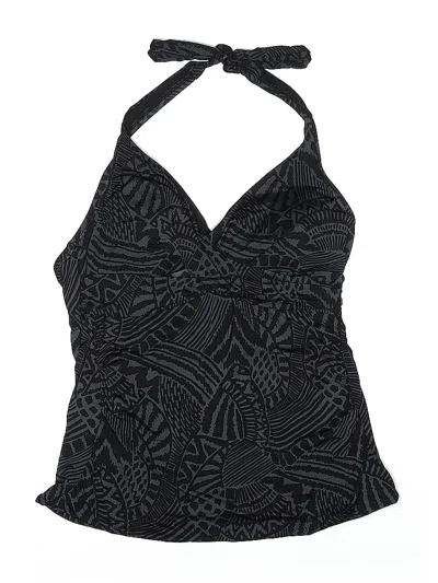 Pre-owned Kona Sol Swimsuit Top Black Paisley Pattern Swimwear