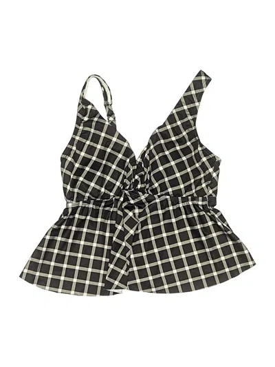 Pre-owned Kona Sol Swimsuit Top Black Plaid Pattern Swimwear