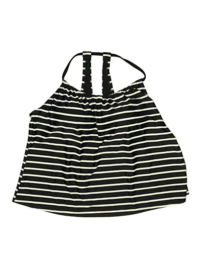 Pre-owned Kona Sol Swimsuit Top Black Stripes Pattern Swimwear