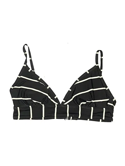 Pre-owned Kona Sol Swimsuit Top Black Stripes Pattern Swimwear