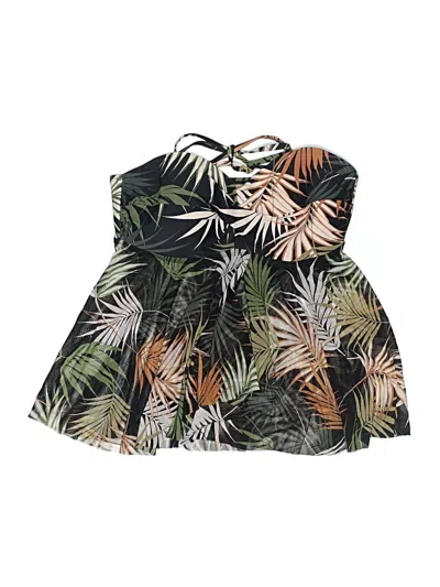 Pre-owned Kona Sol Swimsuit Top Black Tropical Pattern Swimwear