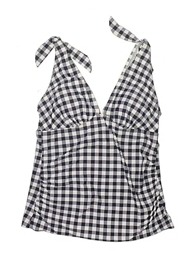 Pre-owned Kona Sol Swimsuit Top Blue Checkered/gingham Pattern Swimwear