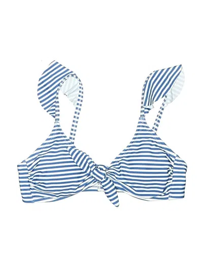 Pre-owned Kona Sol Swimsuit Top Blue Stripes Pattern Swimwear