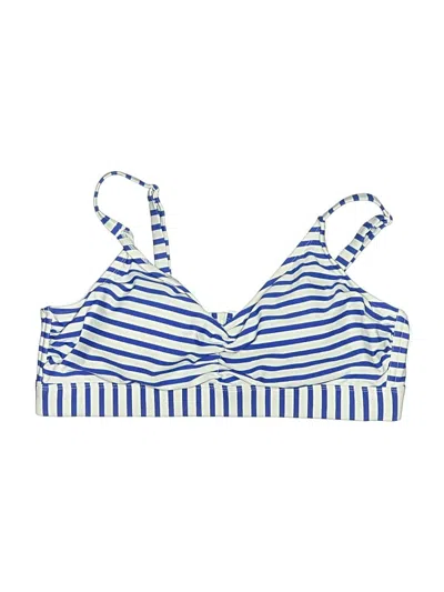 Pre-owned Kona Sol Swimsuit Top Blue Stripes Pattern Swimwear